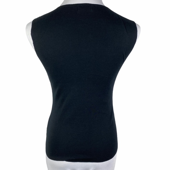 Velvet Ruffle Mesh Bow Neckline Tank Top Women's Junior Medium‎ Black - Picture 3 of 8